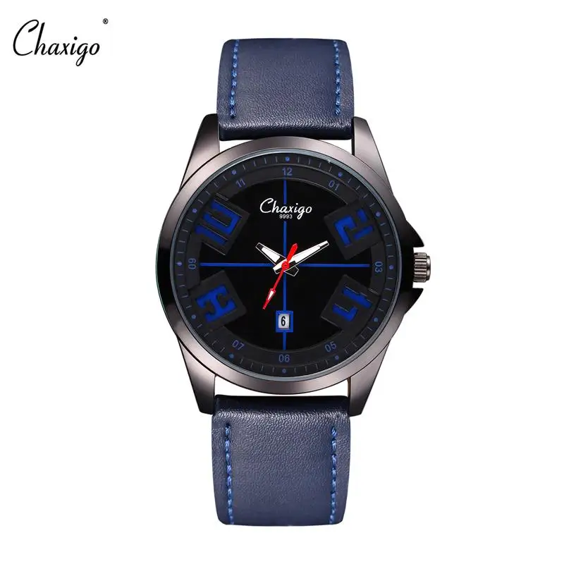 Chaxigo 2016 New font b Luxury b font Brand Leather Strap Analog Mens Quartz Date Clock