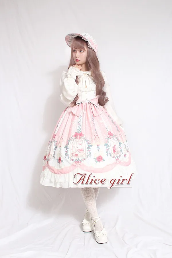 Платье в клетку в стиле Лолиты; JSK; праздничное платье без рукавов с принтом; Alice Girl; предзаказ