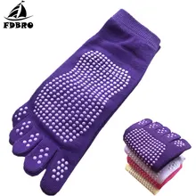 FDBRO, женские носки-тапочки, женские носки, носки для балета, спортзала, йоги, противоскользящие, пять пальцев, открытая спина, хлопок, силикон, Нескользящие, 5 носок, зима