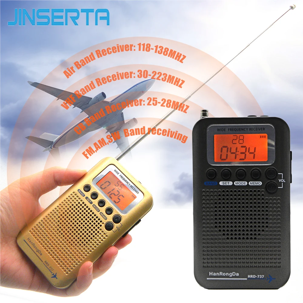 JINSERTA Полнодиапазонный радиоприемник цифровой демодулятор FM/AM/SW/ CB/Air/VHF стерео