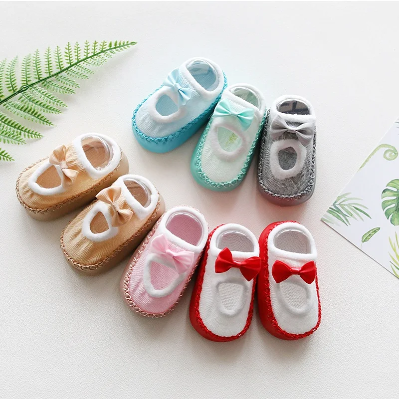 

Cute Baby Socks with Rubber Soles Infant Newborn Baby Girls Boys Autumn Children Floor Socks Shoes Anti Slip Soft Sole Sock