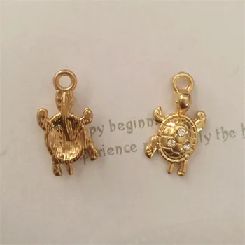

NCRHGL Gold Plated crystal Tortoise Diamonds Pendants For Making Bracelet Necklace Jewelry Findings DIY Charms 22x11mm 20pcs/lot