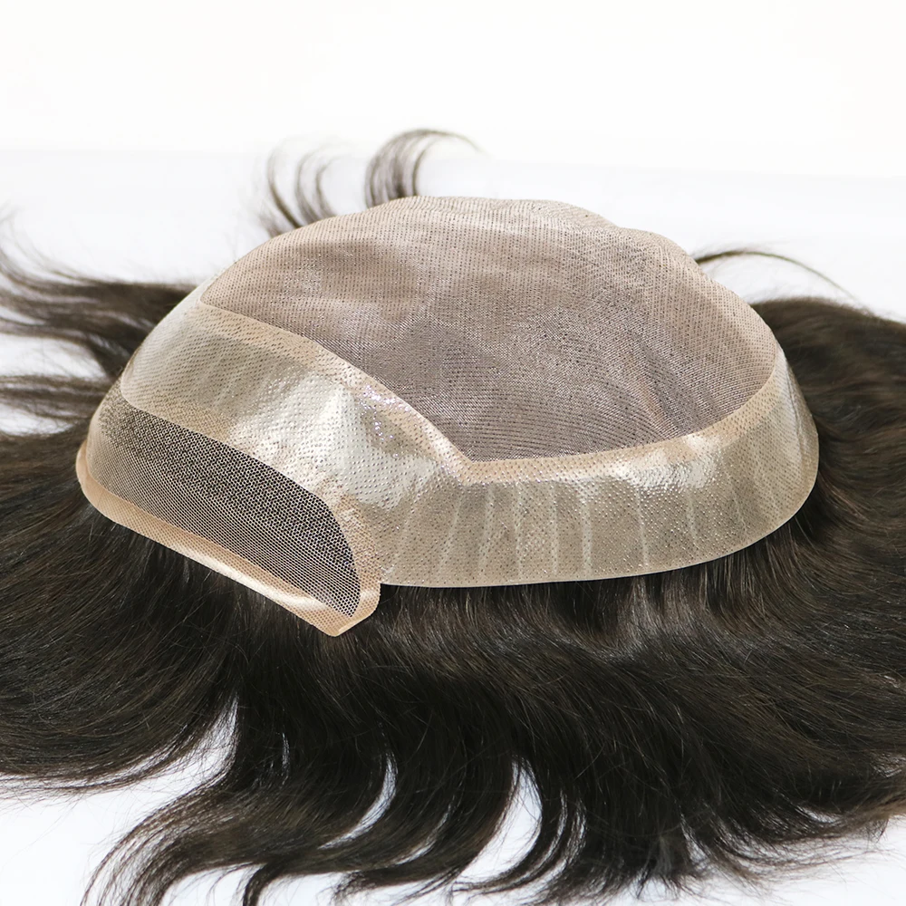 Eversilky тонкой Моно Топ с ПУ кожи вокруг мужские парики Волосы remy Замена Системы Синтетические волосы на кружеве парик натуральные волосы