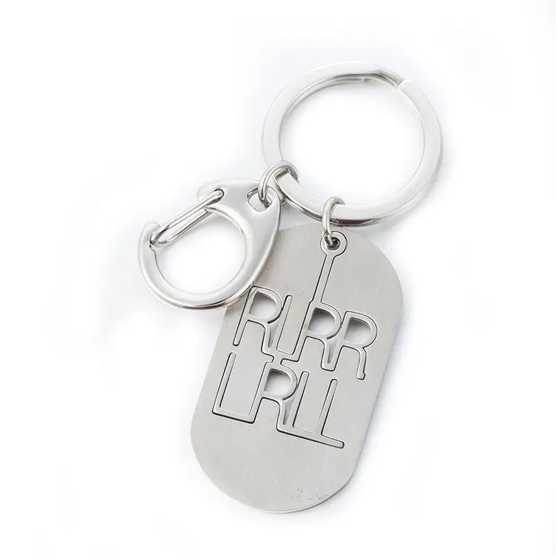 WAWFROK Stainless steel Keychain Key Chain Men Male RLRR LRLL Oblong