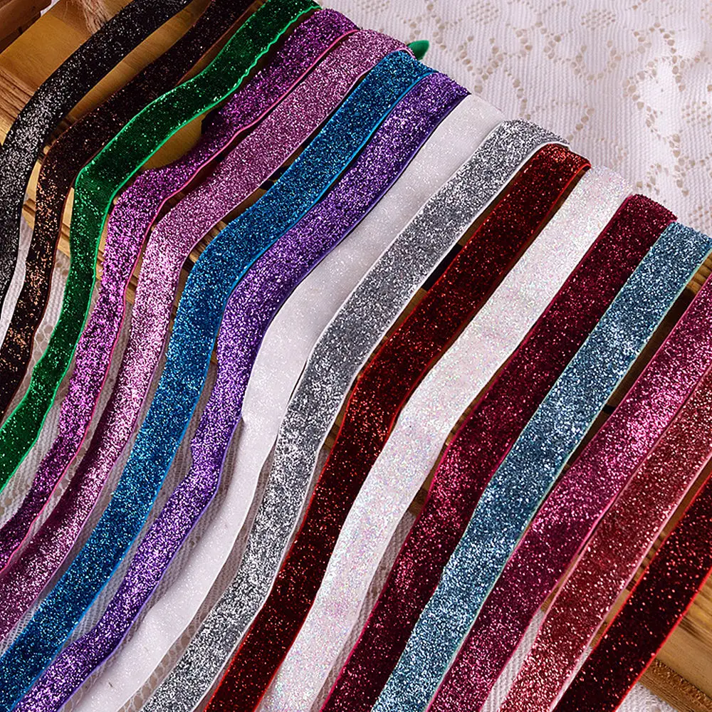 

Free Shipping 10 Yards 3/8" 10mm Flash Velvet Ribbon Headband Clip Bow Decoration 22 Colors DIY