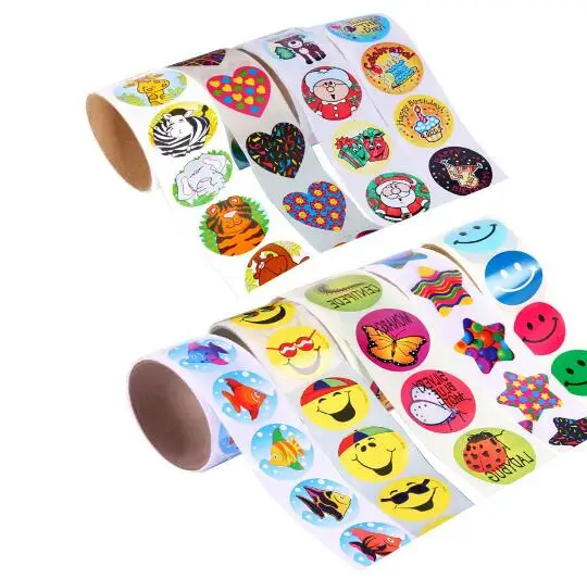 100pcs 1 roll reward stickers roll kids sticker scrapbooking star 3D cartoon characters funny Toys for