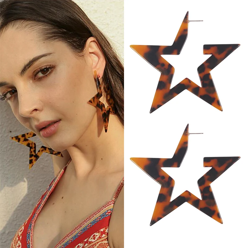 

New Fashion Leopard Geometric Stud Earrings for Women New Trendy Star Earrings Wedding Party Gift Gifts for Women Oorbellen