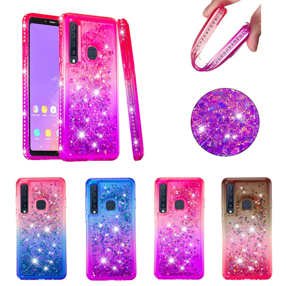 

A9 Star Pro Case for Galaxy A9 2018 Cover Bling Glitter Dynamic Quicksand Back Cover for Samsung Galaxy A7 2018 A750 A9s Case