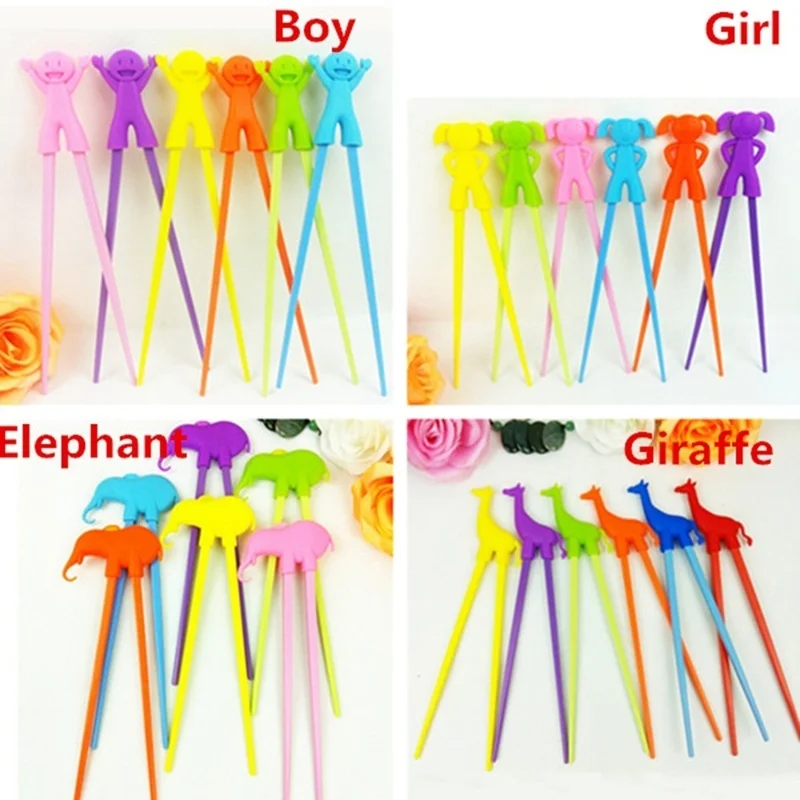 2 pairs Cute Cartoon Learning Chopsticks Kids Children Adult Gift Chinese Stylish Healthy Light Weight Kitchen Chopsticks Colorful Tablewear Girl Boy  (1)