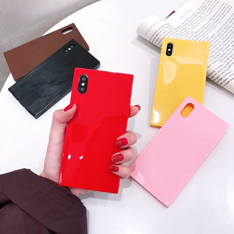 2019 جديد كاندي الألوان مربع الهاتف حقيبة لهاتف أي فون X Xs ماكس XR 6 6 S 7 8 زائد حالات 7 زائد 8 زائد سيليكون لينة الفاخرة غطاء كوكه