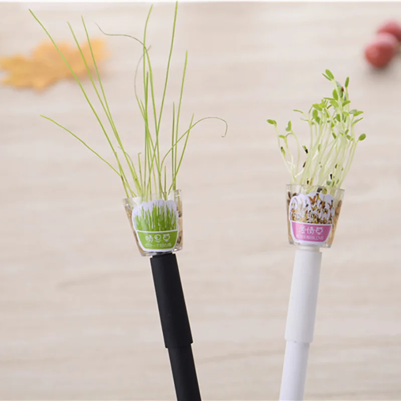 

Cute Garden Grow Grass Gel Pen Kawaii Potted Pens 0.5mm Black Lovely Plant Gel Pen Stationery Creative Gift Office School Supply