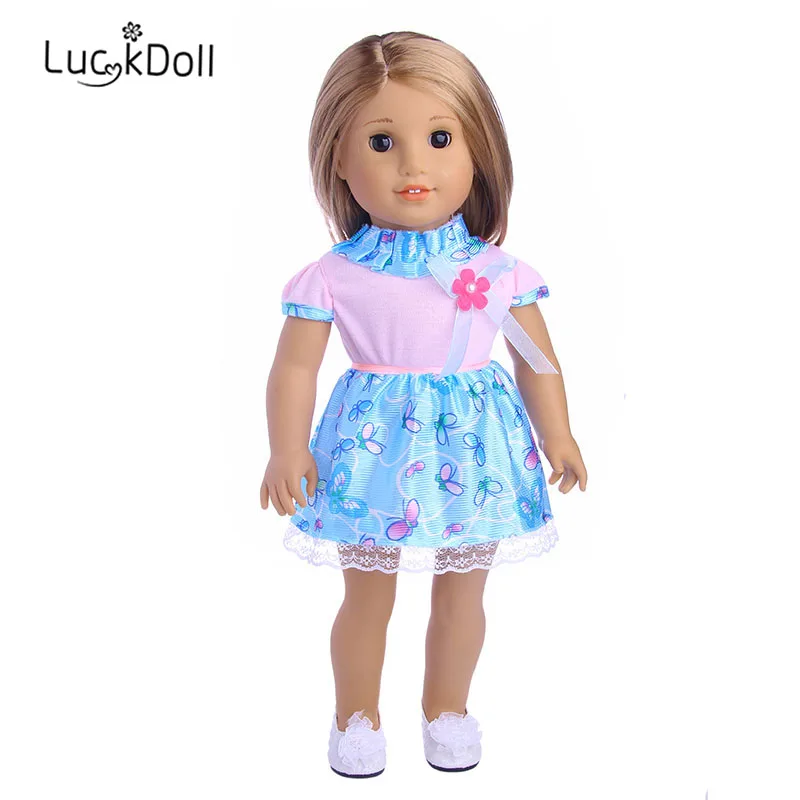 Платье LUCKDOLL с круглым вырезом и коротким рукавом подходит для 18 дюймовых