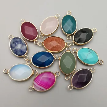 

Fashion natural druzy crystal quartz stone pendants charm mixed Connector for diy jewelry making 12pcs/lot Wholesale free