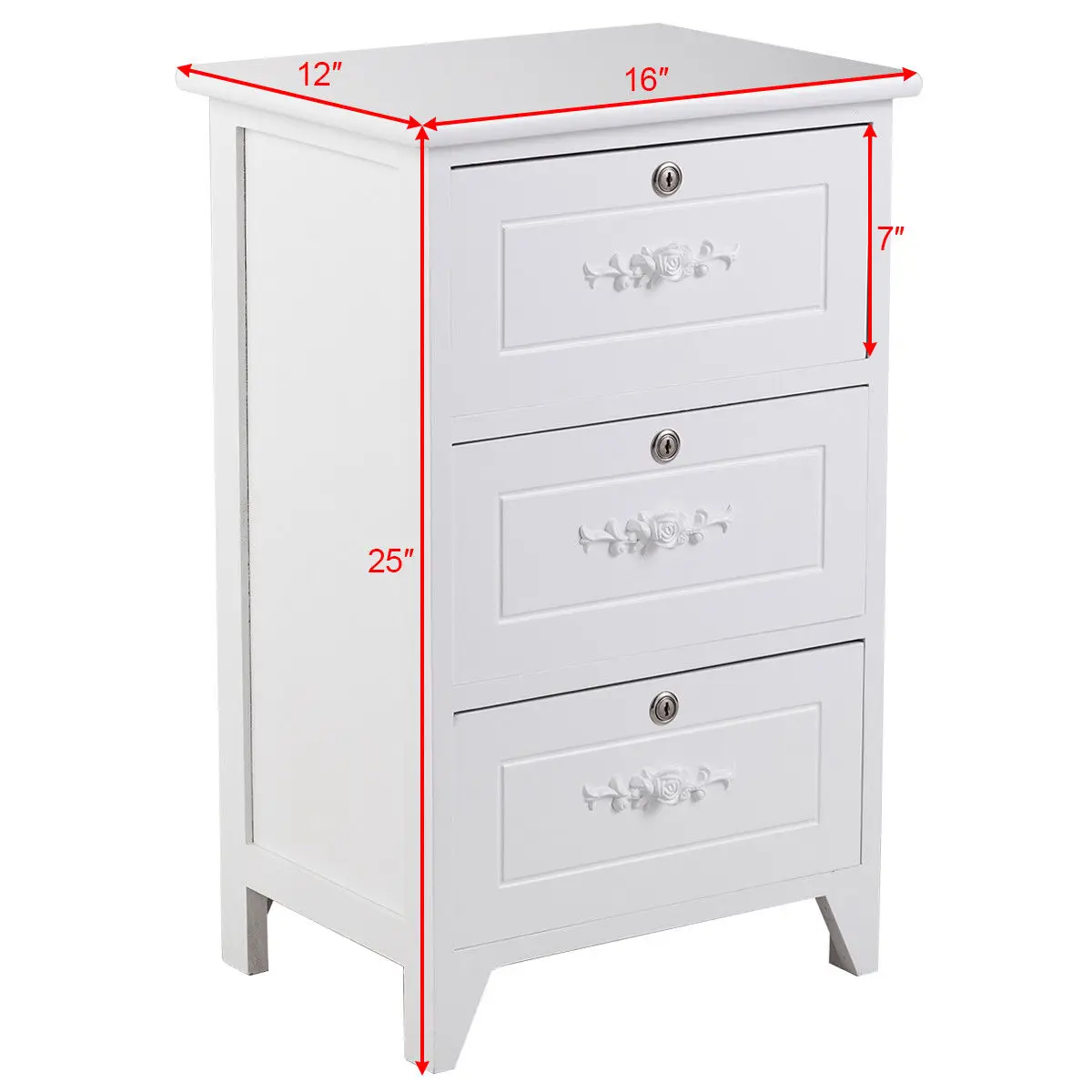Giantex Modern Wood Nightstand Bedroom End Beside Table with 3 Drawer Storage Organizer White Home Room Furniture HW56018WH Giantex Modern Wood Nightstand Bedroom End Beside Table with 3 Drawer Storage Organizer White Home Room Furniture HW56018WH