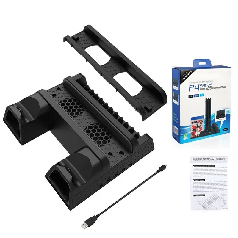 Для PS4/PS4 Slim/PS4 Pro вертикальная подставка с охлаждающим вентилятором кулер двойной