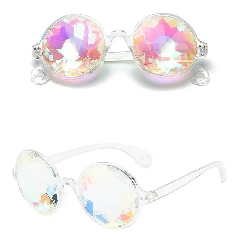 Fashion Men Women with The Same Pattern Colorful Personality Sunglasses - Цвет оправы: white