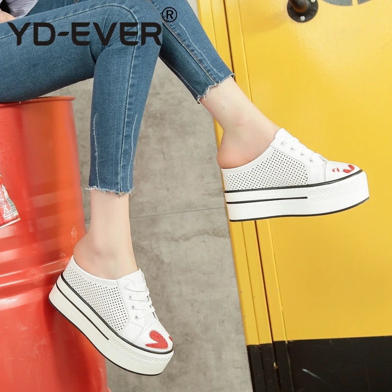 Wedge Chaussures Pompes White Yd D'été Super Véritable forme Pantoufles Lacent Sport Cuir ever Plate Femmes Talon En De Creux Haute HWUxwf8qXU