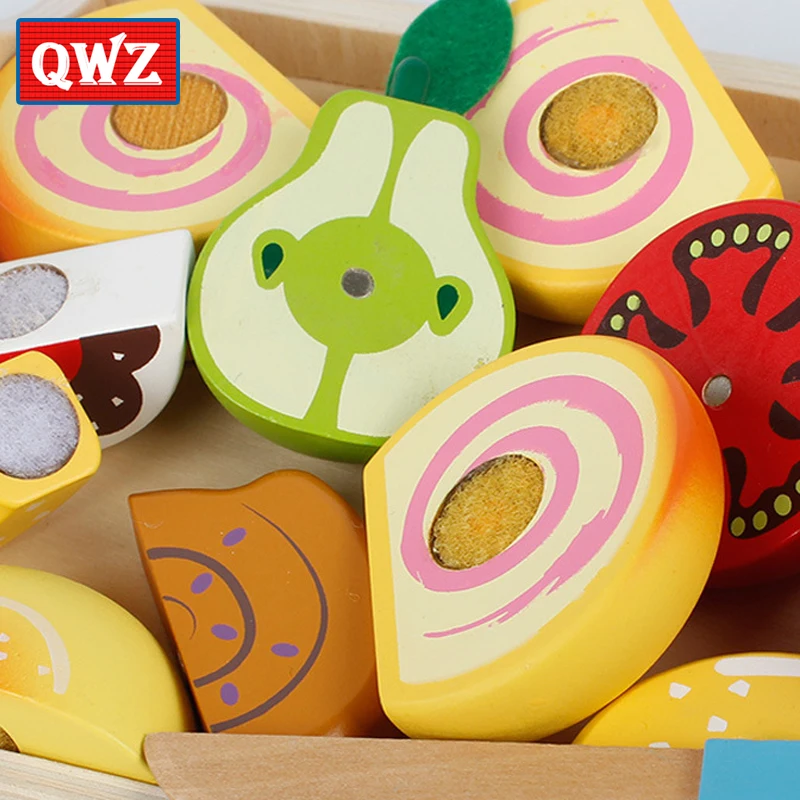 Деревянные игрушки QWZ для детей кухни резки фруктов и овощей обучающие мамы сада