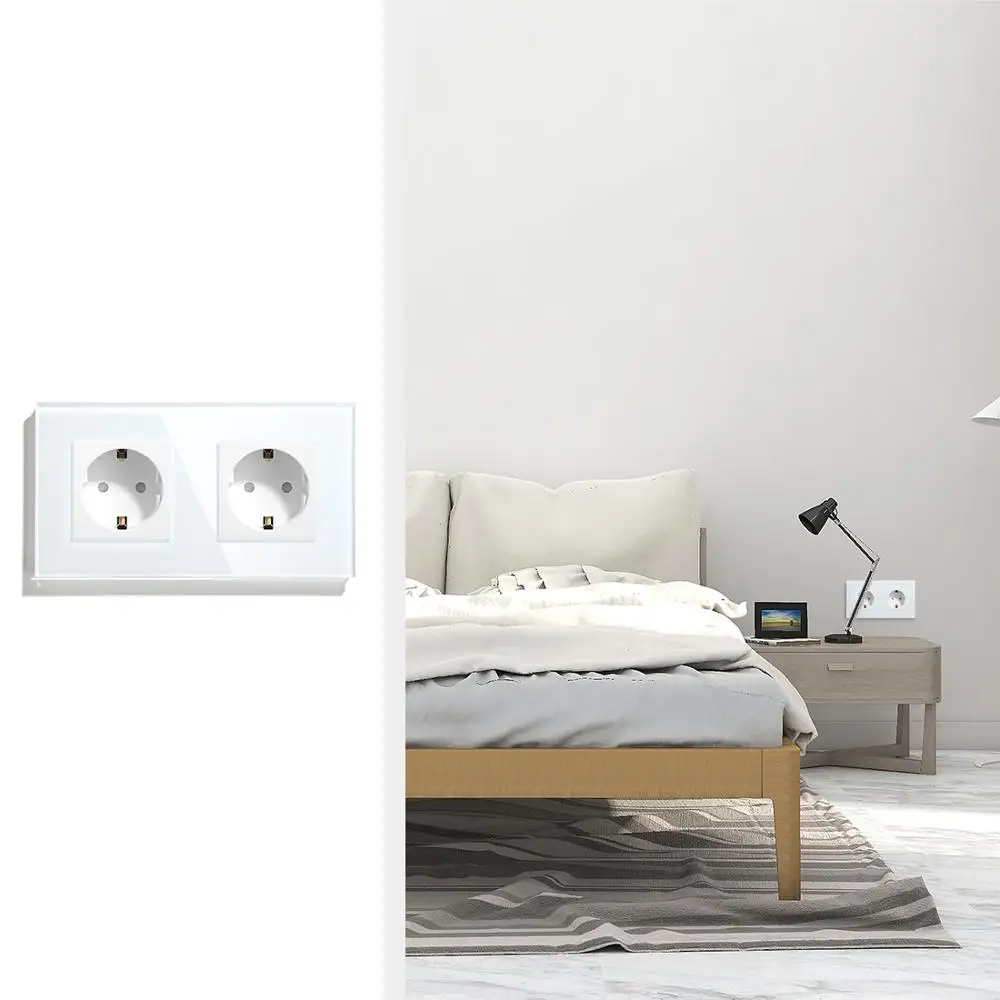 dupla branco preto gloden painel vidro cristal 157mm16a 110v 250v 05