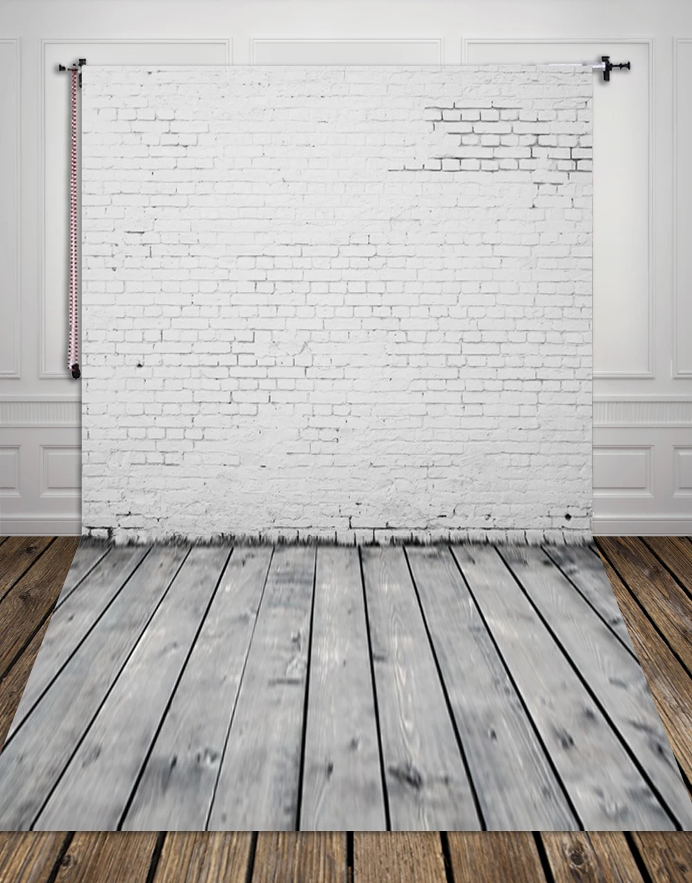 

G Photography Backdrop Background White Brick and Wood Floor Grey Photo Booth for Studio Pictures XT-540