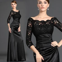 Новые элегантные кружевные вечерние платья для выпускного вечера, большие размеры, платья для матери невесты, Черное вечернее платье