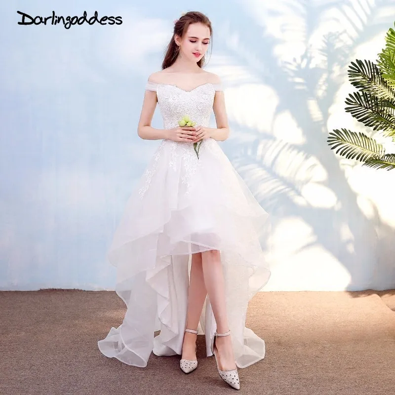 Vestidos De Novia A Line High Low Lace Wedding Dresses Cap Sleeve