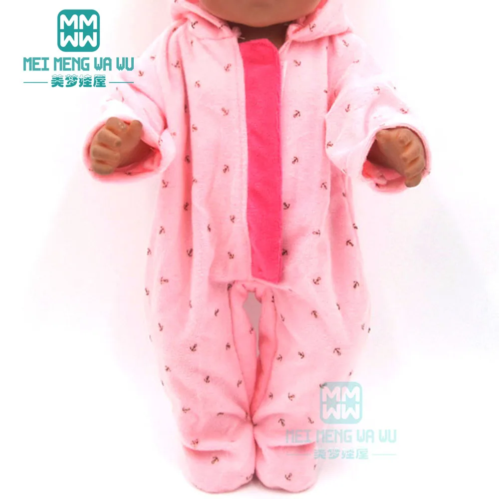 

Doll clothes for 43cm new born dolls accessories Pink baby jumpsuit