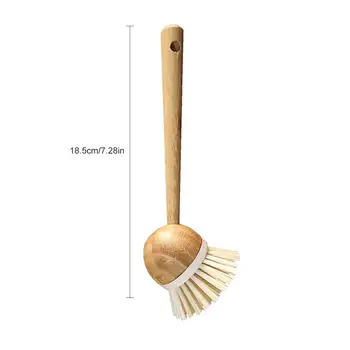 Pot Dish Bowl Brush Cooking Washing Cleaning Brush With Wooden Bamboo Long Handle Cleaning Tool Kitchen Pot Hanging Brush 6