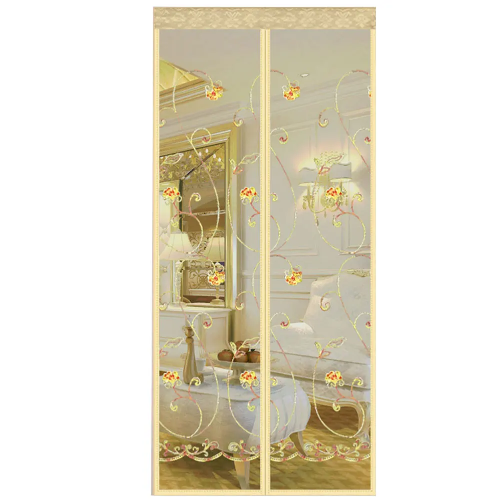 

Home Easy Installation Anti Mosquito Embroidery Mesh Screen Door Curtain Magnetic Close Net Silent Flying Insects Soft Ventilate
