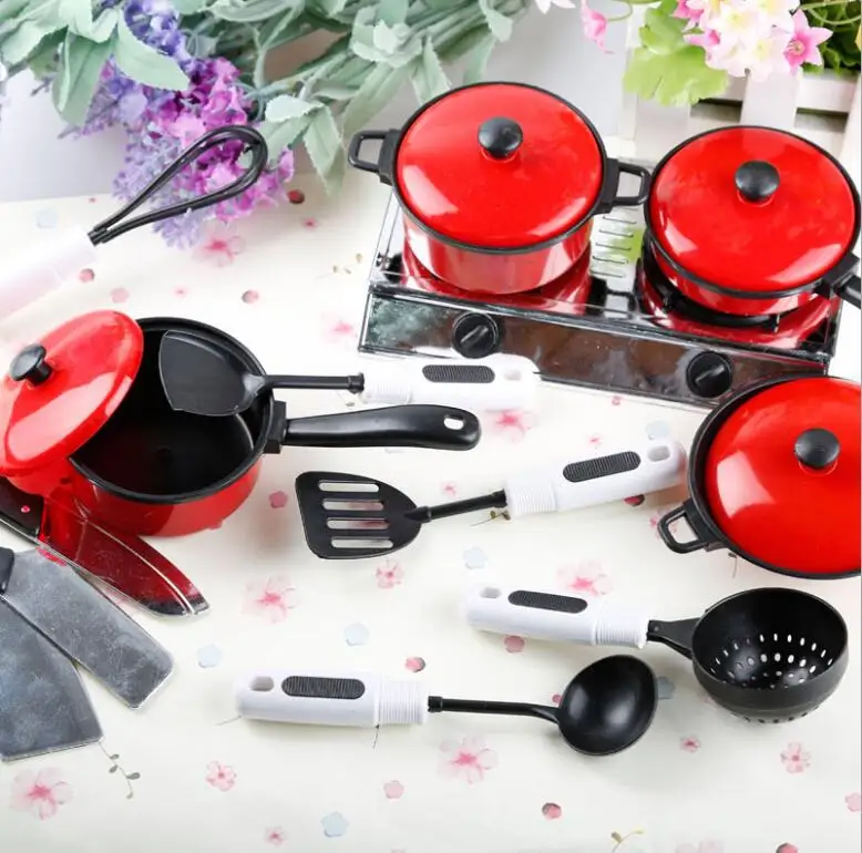 13Pcs Children Kitchen Toys Miniature Cooking Set Simulation Tableware