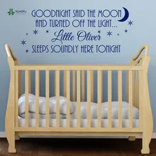 YOYOYU Wall Decal Goodnight Said The Moon Boys Personalised Nursery Bedroom Vinyl Repetable Wall Sticker Art YO129 goodnight moon
