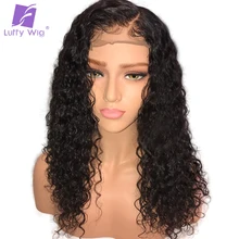 Luffy 130% Density Curly Lace Front Human Hair Wigs With Baby Hair Glueless Pre Plucked Natural Hairline Brazilian Remy Hair