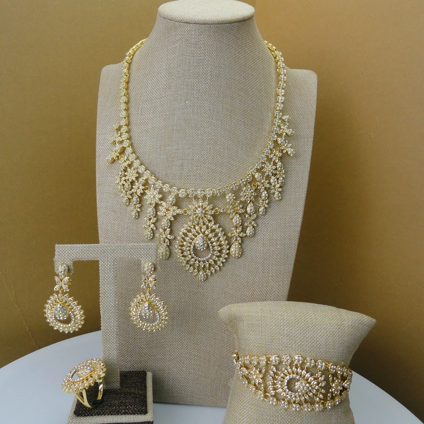 Classic Design African Dubai Fashion Jewelry Fancy Rhinestone Jewelry Set for Women FHK5253in