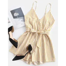 Для женщин платье в полоску без рукавов, комбинезон с v-образным вырезом комбинезон Для женщин Одежда для купания, купальный костюм, уличная одежда Для женщин 'S Летние комбинезоны#30