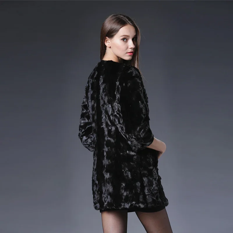 Натуральный мех Лидер продаж круглым вырезом Новинка 2017 года натуральная пальто