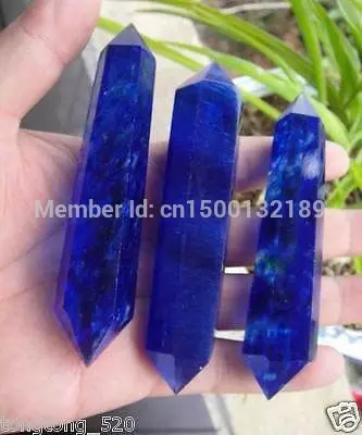 

xd j0030 3PCS New Pretty Blue Smelt Quartz Crystal Double Terminated Wand Healing