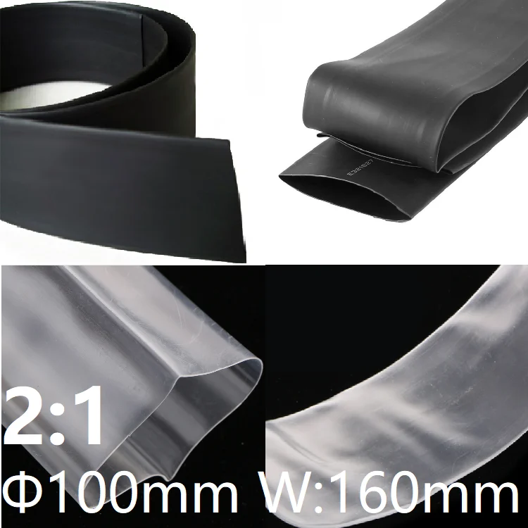

Diameter 100mm Width 160mm Heat Shrink Tubing 2:1 Ratio PE Wire Wrap Protector Insulated Line Connector Repair Cable Sleeve 1kv
