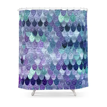 

SUMMER MERMAID Purple & Mint By Monika Strigel Shower Curtain Waterproof Polyester Eco-friendly Antibacterial Shower Curtains