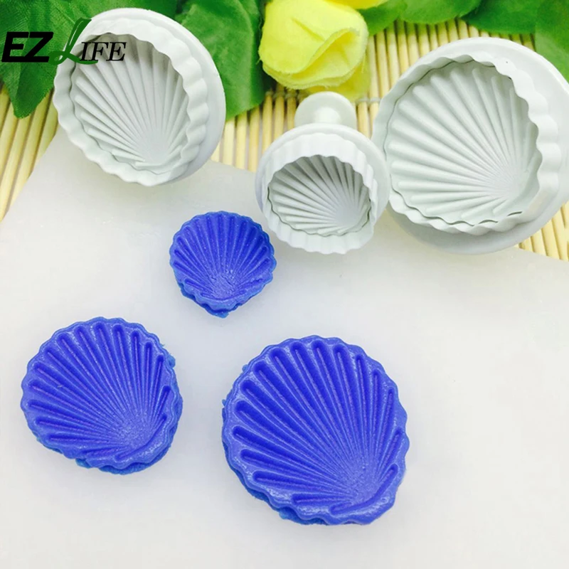 3Pcs-Set-Shell-Fondant-Cake-Mold-Decorating-Sugar-Craft-Plunger-Cutter-Flower-Mold-Shell-Cutter-ZH01234
