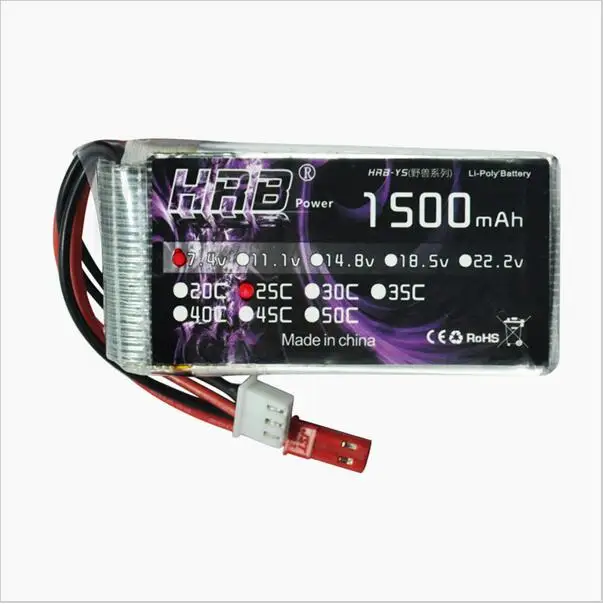 HRB on one side font b RC b font Lipo Battery 7 4V 1500mah 25C AKKU