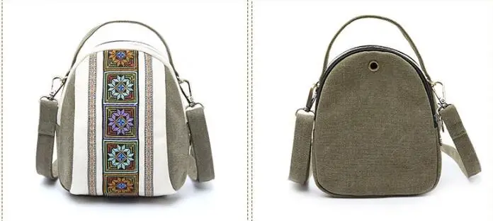 Винтажная Женская парусиновая сумка-мессенджер с вышивкой, Национальная вышивка, мини-сумка на молнии для мобильного телефона, кошелек для монет, сумка через плечо