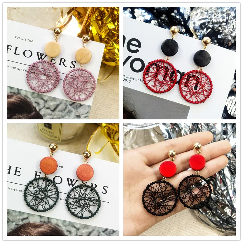 

MISANDRY Fashion Luxury Simple Round Earrings Women Creative Korean Style Hollow Mesh Drop Earrings Statement Jewelry Wholesale