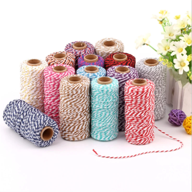 

Two-color Mixing 100m 2Ply Macrame Natural Macrame Cotton Rope Twisted Cord Hand Craft Bakers Twine String Rope for Gift Box Bag