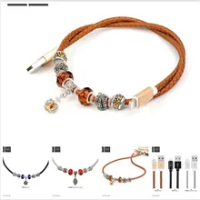 15pcs/Lot HOCO Pandora Leather Bracelet Data Sync Charger USB Cable for iPhone 7 6 5S 6S iPad PU 8 Pin Cable 5V 2.4A