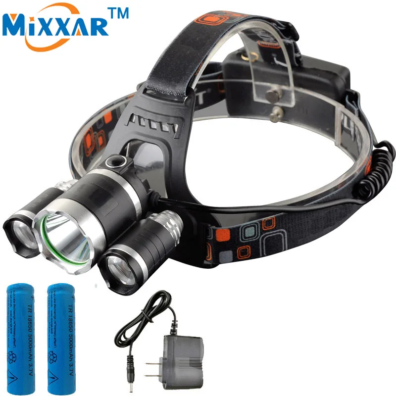 

CZK20 T6+2*R5 Led Headlight 13000LM Headlamp Flashlight Head Torch Linterna With 18650 Battery/Ac Car Charger Fishing Light