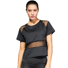 Женский топ для йоги, спортивная одежда, сетчатая Лоскутная Спортивная рубашка с коротким рукавом для занятий йогой, спортивные топы, рубашки для бега