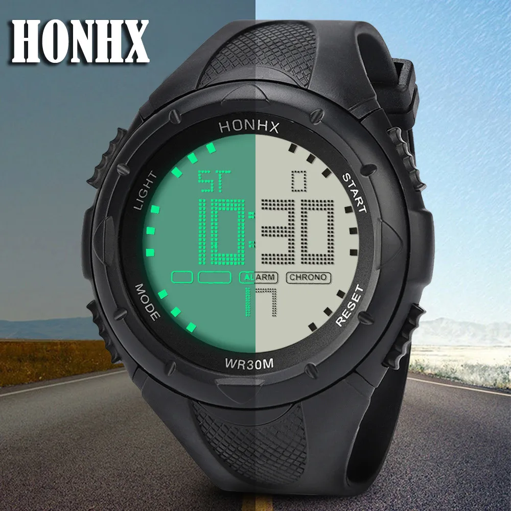 Honhx Модные мужские спортивные часы водонепроницаемый светодиодный цифровой кварцевые Военные Роскошные Спорт Дата Повседневная