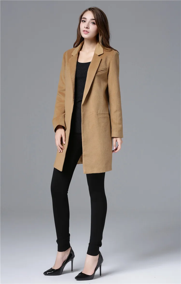 ZADORIN/женские пальто и куртки, зима, Однотонное шерстяное пальто с длинными рукавами, винтажное подиумное черное верблюжее пальто, блейзер Mujer, уличная одежда