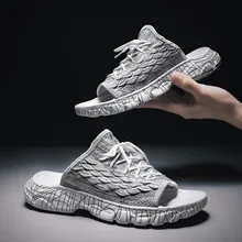 Летняя обувь мужские повседневные пляжные ботинки для отдыха сетчатые тапочки легкие Брендовые мужские сандалии мужские шлепанцы дышащие уличные сандалии