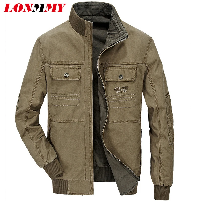 LONMMY M 4XL Mens jackets and coats Cotton Sided wear military jacket ...